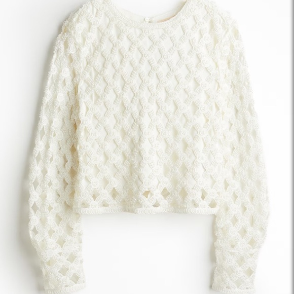 H&M Studio BEAD-EMBELLISHED TOP XL - Picture 1 of 7